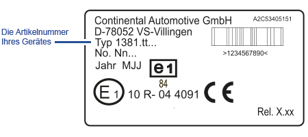 Artikelnummer Ihres Gerätes in Zeile 3
